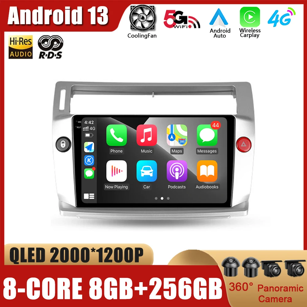 Per Citroen C4 La Lc C-Triomphe C-Quatre 2004 - 2014 Android 13 Autoradio Lettore Video Multimediale Navigazione Gps Schermo Qled