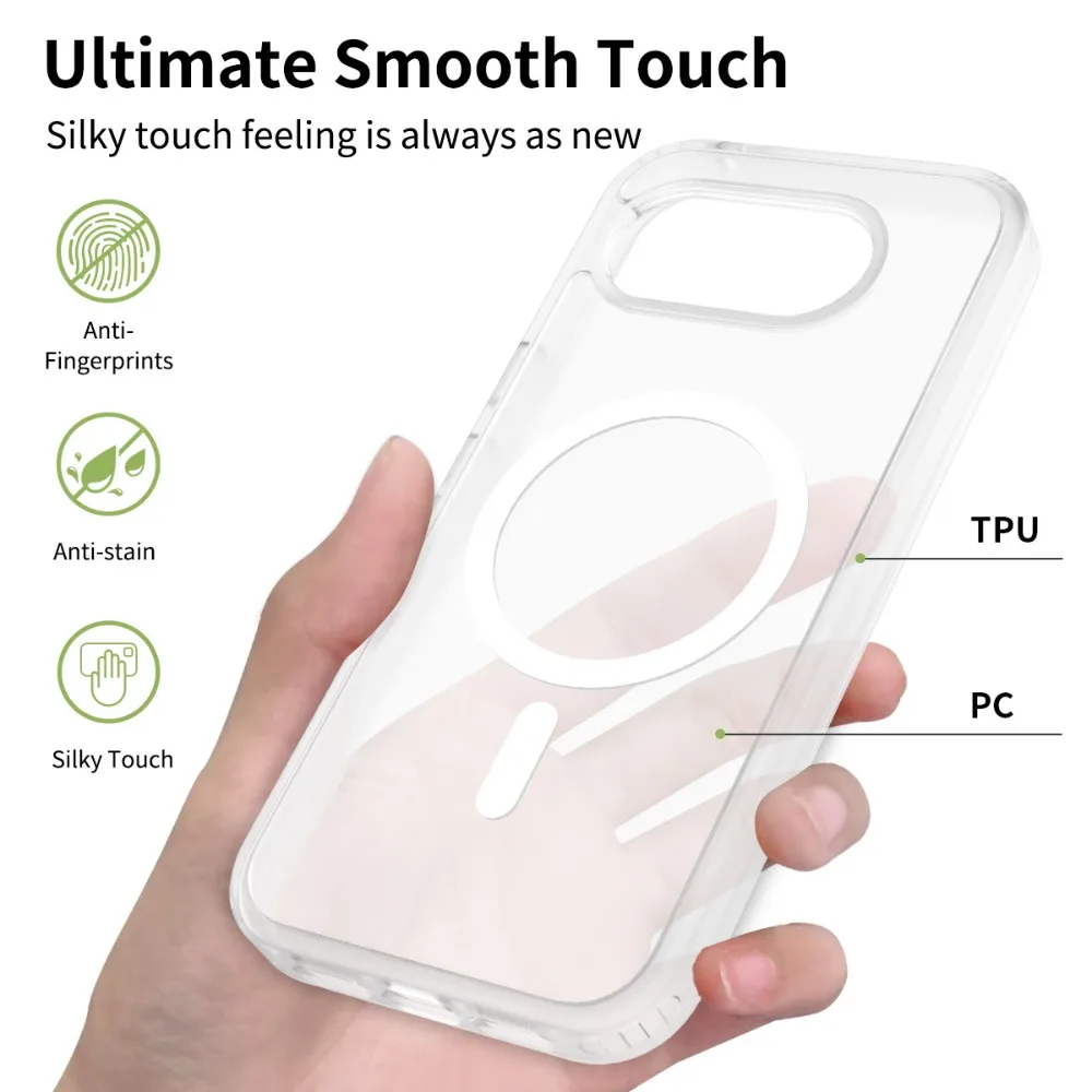 Magnetic Shockproof Phone Case with Airbag Drop Protection and Matte Finish | Wireless Charging Compatible