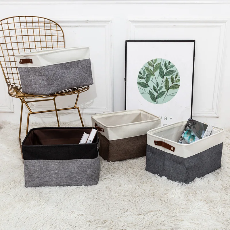 Linen Storage Box, Linen Toy Storage Basket, Foldable Storage Basket, Hand-held Fabric Storage Box, Miscellaneous Storage Basket 3