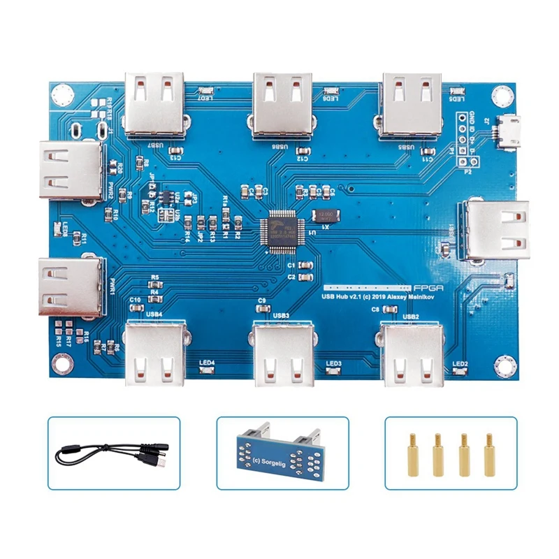 

For Mister USB Hub V2.1 Board 9 USB Ports Accessory Parts Kit For Terasic DE10-Nano Mister FPGA USB Hub Board