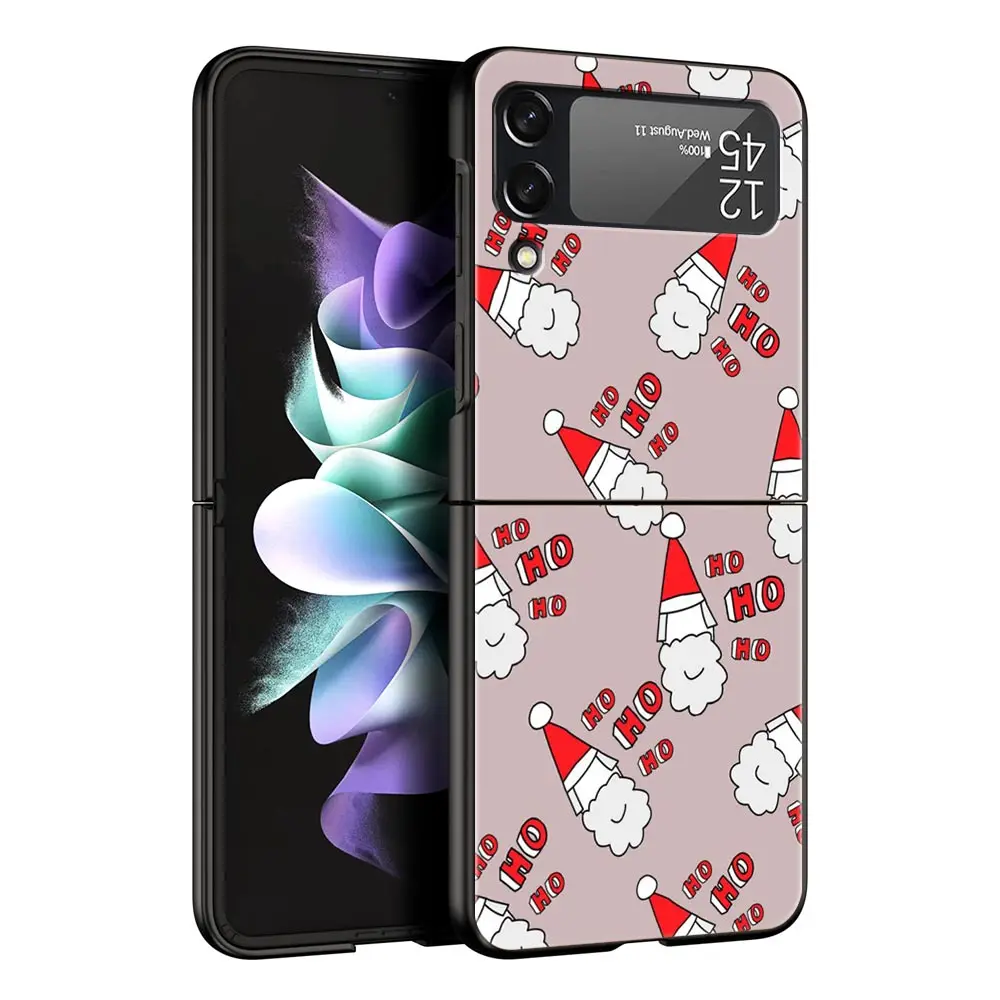 Luxury Black Hard Shell Folding Phone Case - Christmas Santa Claus Design