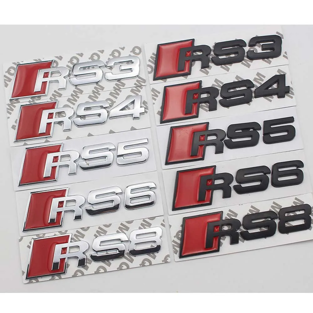 1X Metal Letter Car Rear Trunk Emblem Sticker Badge Decalcomania Per Audi Rs3 Rs4 Rs5 Rs6 Rs8