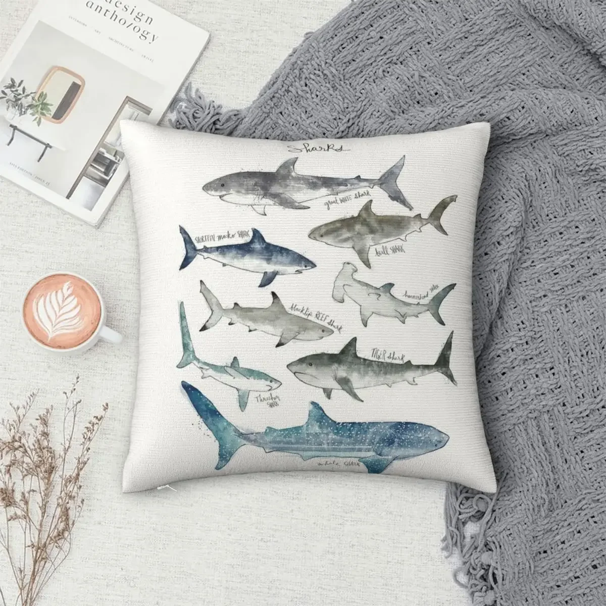 

Sharks Pillowcase Polyester Pillows Cover Cushion Comfort Throw Pillow Sofa Decorative Cushions Used for Home Bedroom Sofa