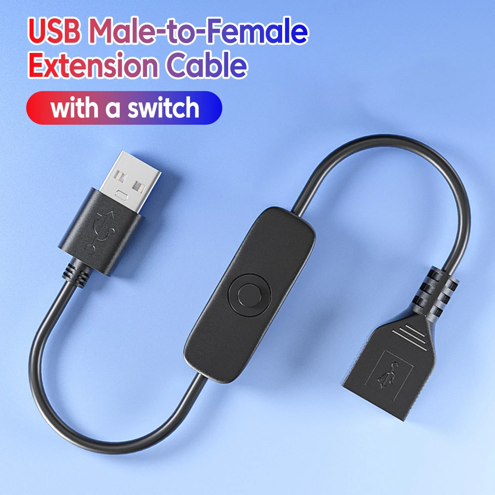 USB Extension Cable USB2.0 Male To Female Extender Cord Wire Switch Cable For Mini Fan Desk Lamp LED Lights Extend Switch Cable