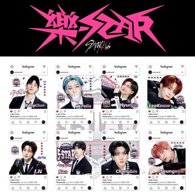 8pcs/set Kpop Stray Kids Photo Album Rock-STAR Transparent PVC INS