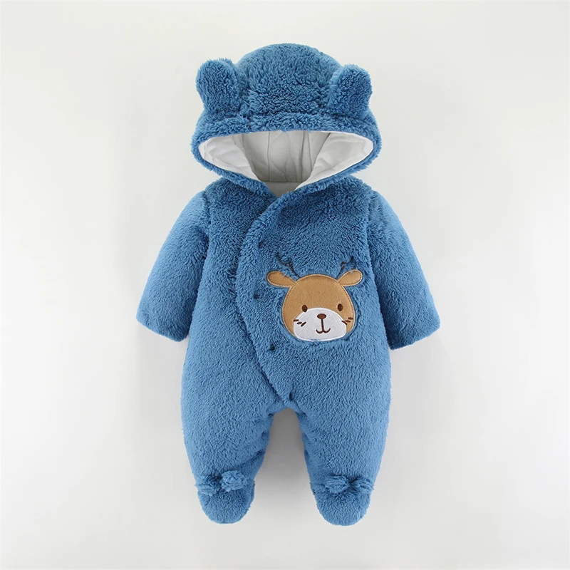 Baby Clothes 0 3 6 9 12 Months Newborn Baby Rompers Cute Christmas Elk Plush Infant Girl Overall Jumpsuit Autumn Winter Warm Baby Boy Clothes