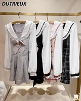 Japanese Style Women's Outfits Sailor Collar Plaid Rhinestone Bow Dress Shorts Set Sweet Lolita Mine Series Dress Two-Piece Suit - Image 5