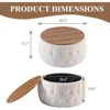 Round Storage Ottoman with Wooden Lid, Tufted Teddy Fabric Circle Ottoman Footrest Stool Bench Coffee Table for Living Room 6