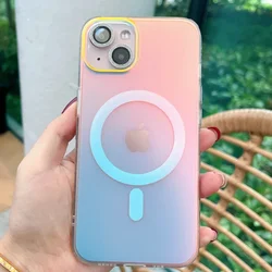 Fashion Matte Aurora Laser Gradient Shockproof Phone Case for iPhone 13 (Magnetic)