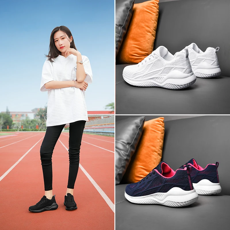 Luxury Brand Womens Running Sneakers All White Female Runner Jogging Shoes Breathable Mesh Lady Athletic Fitness Shoes
