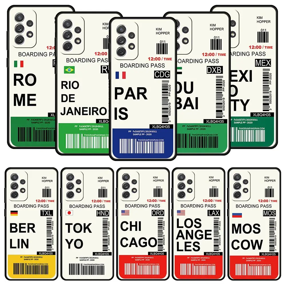 World City Travel Ticket New York London Phone Case Cover