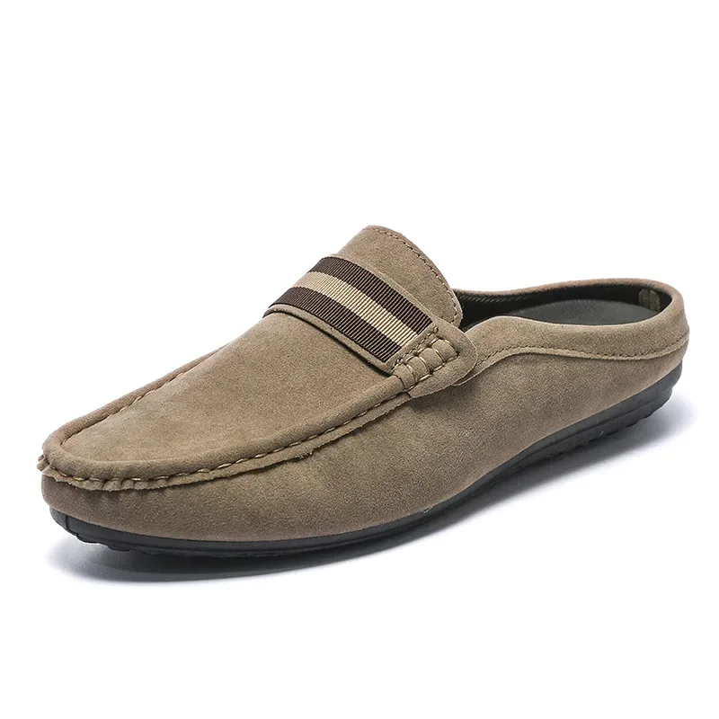 Lefu Shoes Men's Lightweight Bean Shoes Summer One Step Push lazy Breathable Casual Half Support Slippers for men 5