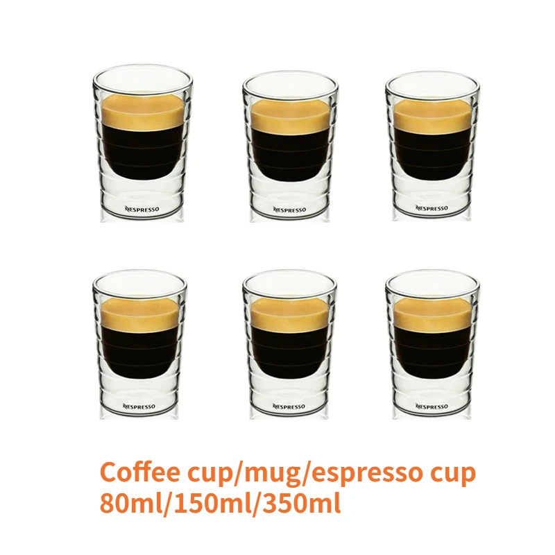 NespressoCoffeeMugsSetDoubleGlassCoffeeCupTransparentInsulated