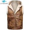 H70 Winter Fashion Cashmere Thicken Warm Hooded Waistcoats for Men Good Quality PU Leather Windprood Large Size Vest Coats Male 1