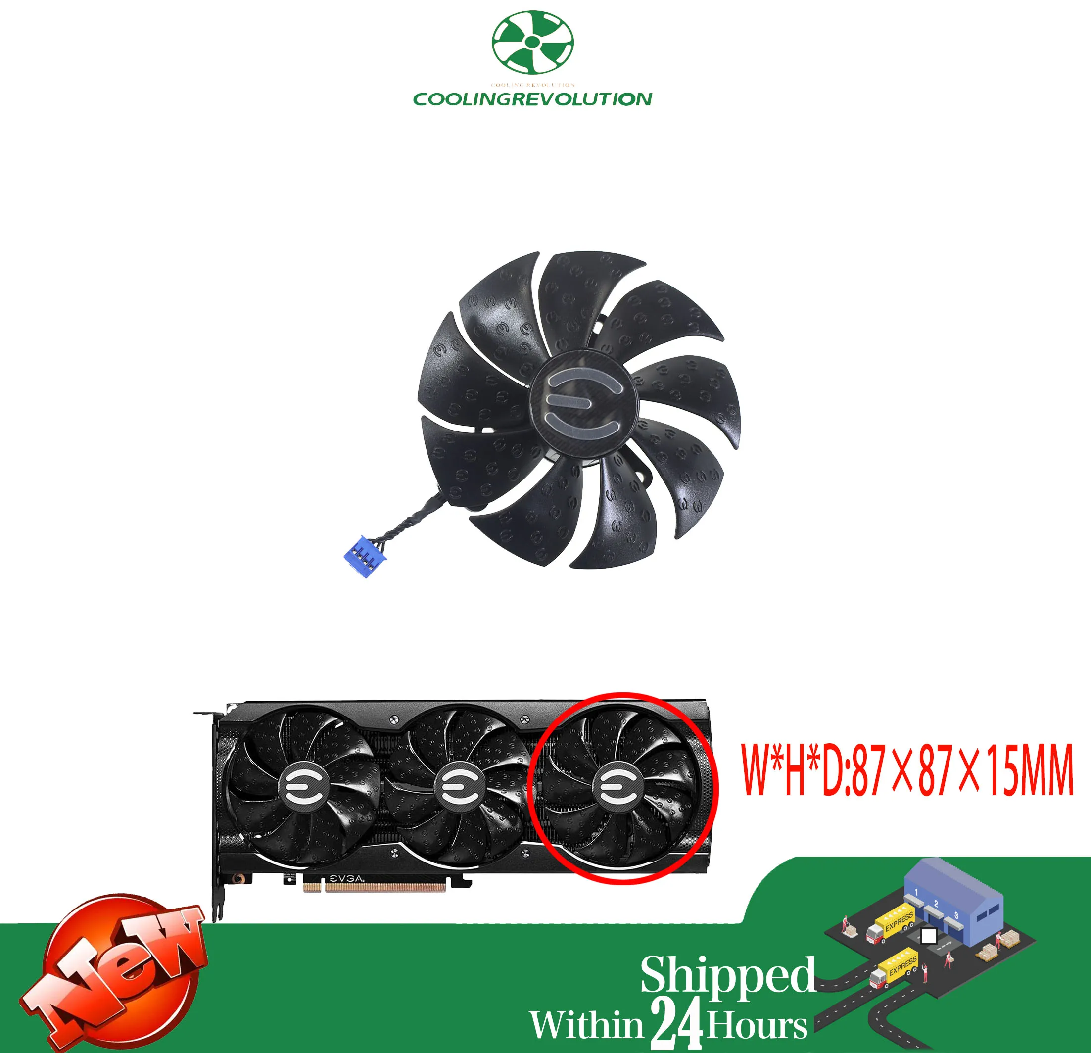 Ventilador de Placa Gráfica para Jogos T129215su Pla09215s12h 12v 0.55a 4pin Evga Rtx 3070 3080 3090 Xc3 Preto 87 mm - Imagem 4
