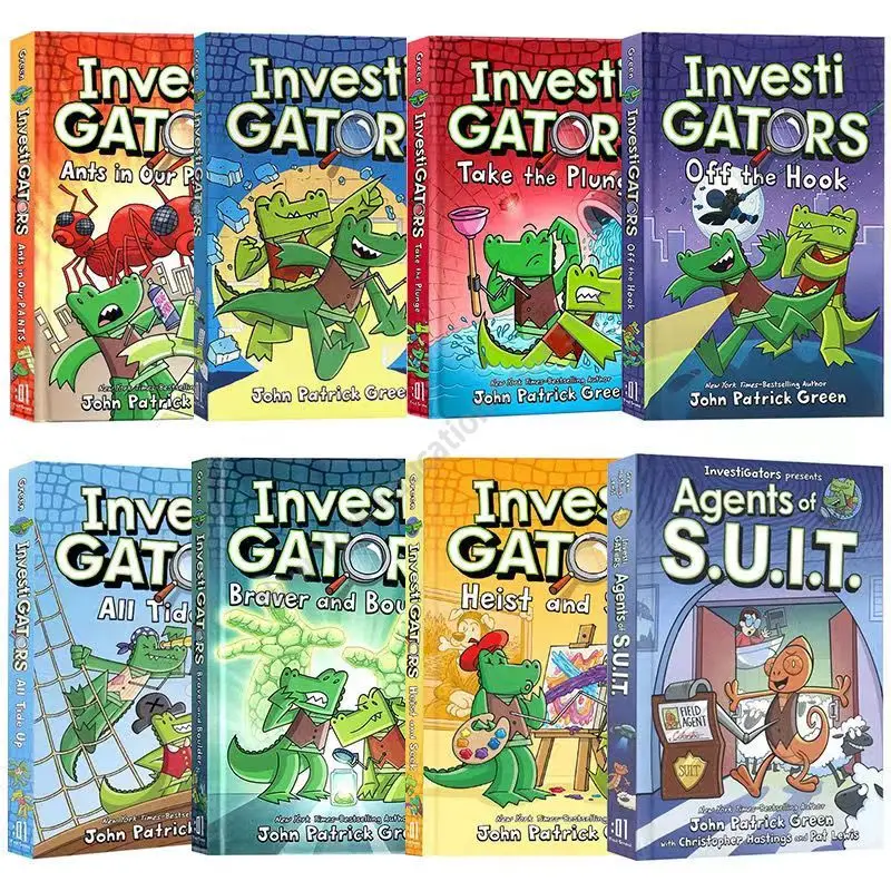 

8 Books/set，Investi Gators Full-color Hardcover Picture Book Comic Storybook Bridge Chapter Reading Puzzle Detective