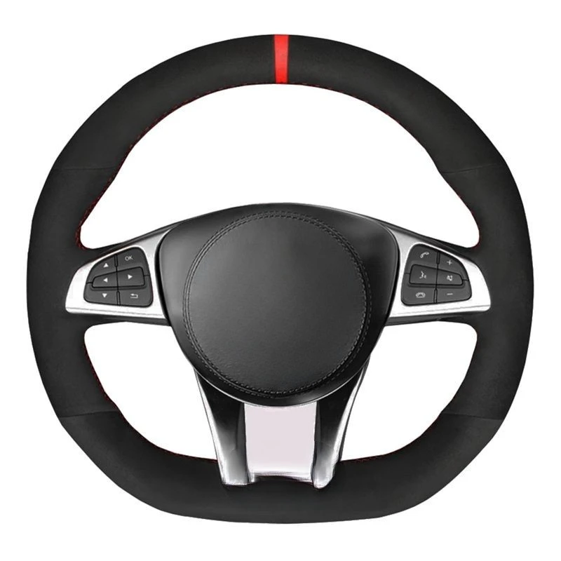 Coprivolante Morbido Camoscio Nero Per Mercedes-Benz A45 Amg W205 C43 C63S Amg Cla45 Cls63 Amg Glc 43 63 Amg Gle43 63 Amg
