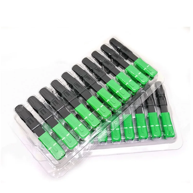 100PCS SC/APC Fiber Optic Fast Connector Single Mode Fiber Optic Adapter FTTH Fiber Quick Connector Field Assembly free shipping 150pcs ftth sc upc cold connection quick field assembly embedded fiber optic fast connector single mode fiber opt