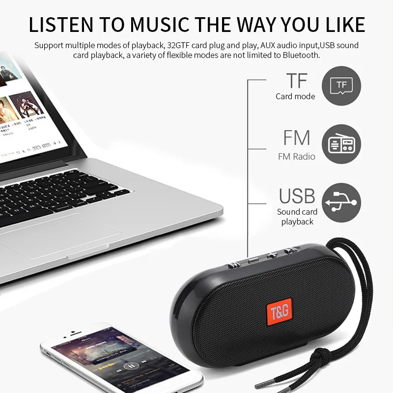 TG179 5W BT5.0 Wireless Speaker Support TF 32G SD Card USB FM Radio Portable Outdoor TWS Sound Box IPX5 Waterproof Music Players