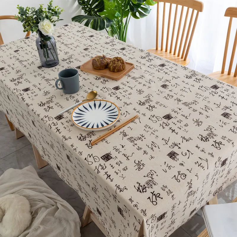 

A335 tea art style calligraphy tablecloth cotton and linen ethnic style dining table coffee table desk computer tableclot