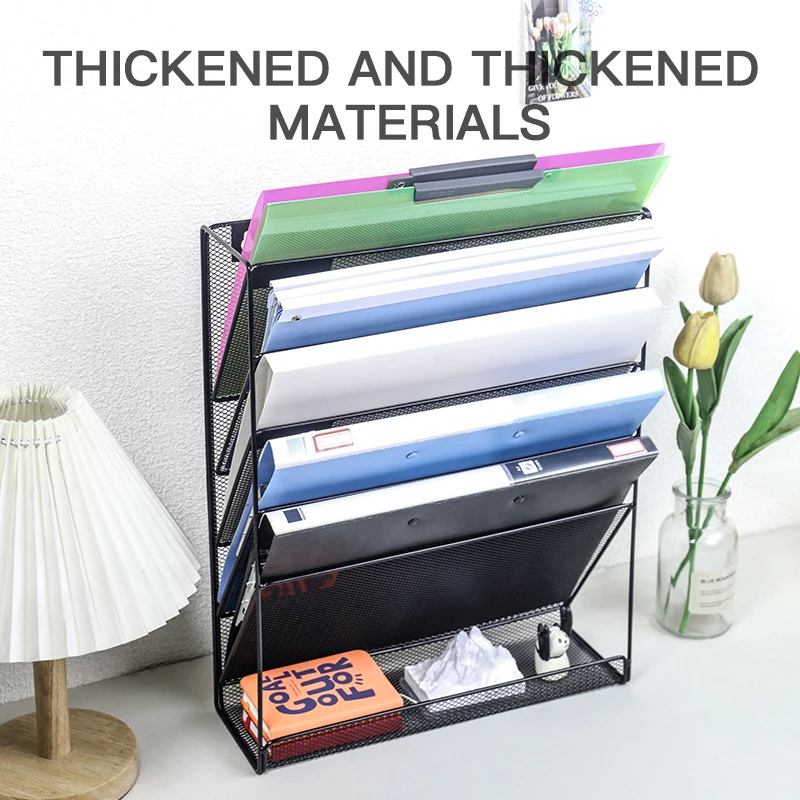 Desktop file Organizer Wall mounted file organizer, mail paper folder holder with bottom tray, suitable for office home cubicle 3