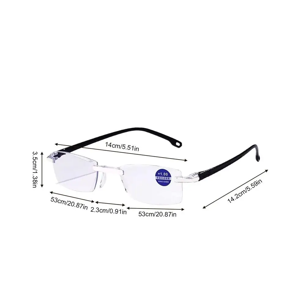 Vintage Rimless Progressive Reading Glasses with Anti-Blue Light Technology