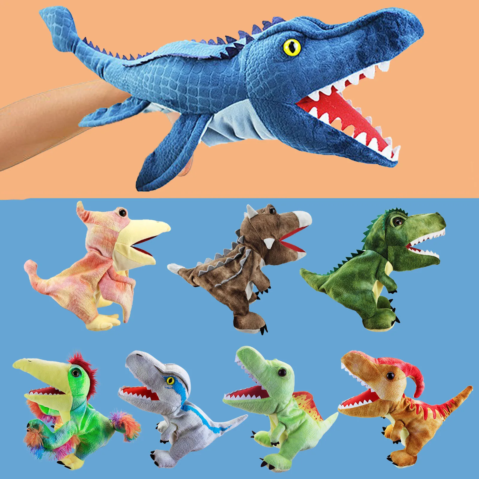 1pc Dinosaur Plush Hand Puppets Lifelike Triceratop Tyrannosaurus Rex