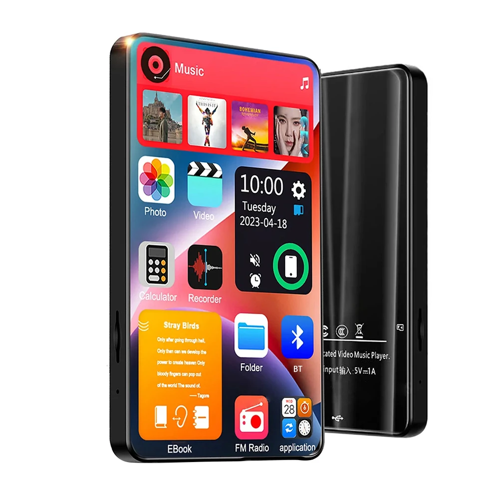 Bluetooth 5.2 Built-in16GB For Sdudent MP3 Player Touch Full Screen Audio Music Player FM/ recorder/ Video Media MP3 Player