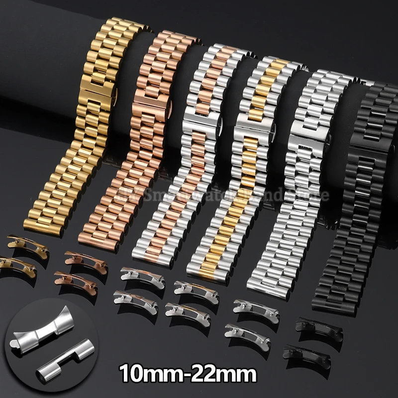 Luxury Stainless Steel Curved End Watch Band Bracelet
