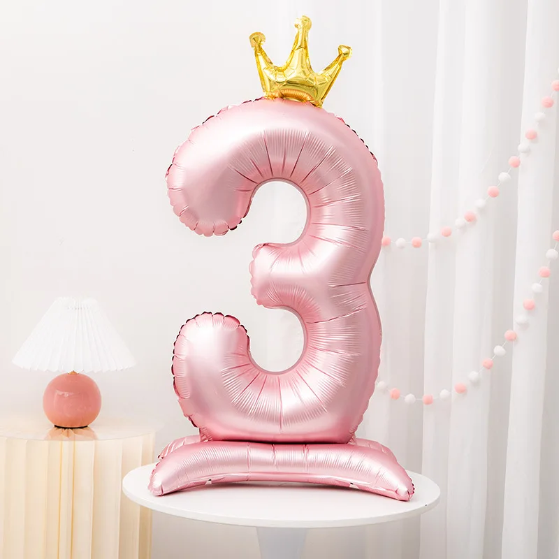 1pc 42 zoll Crown Decor Rosa/Azure Aluminium Folie Anzahl Ballon Für Geburtstag Party Dekoration Lieferungen Mädchen und jungen Feier – Detail 11