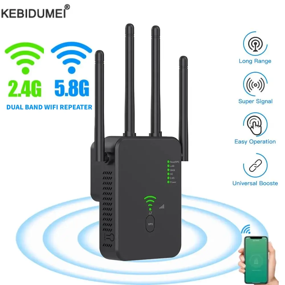 Repetidor Wifi sem Fio Extensor de Alcance Wifi Impulsionador de Sinal 5g 2.4g Amplificador de Rede Dual-band Roteador Wifi 1200mbps