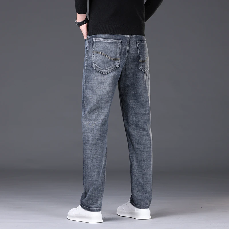 Spring/Summer Men's Comfortable Breathable Slim fit denim pants Straight leg thin jeans