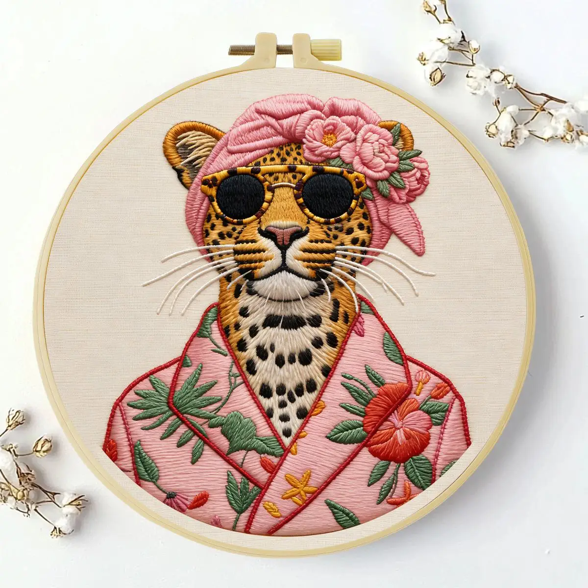 Leopard Embroidery Starter Kit - DIY Needle Art Craft Set