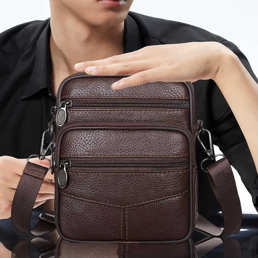 Office Messenger Bags Men's Cow Leather Handbags Vintage Side Shoulder Bag Solid Color  Husband Gift Male Crossbody Handbag