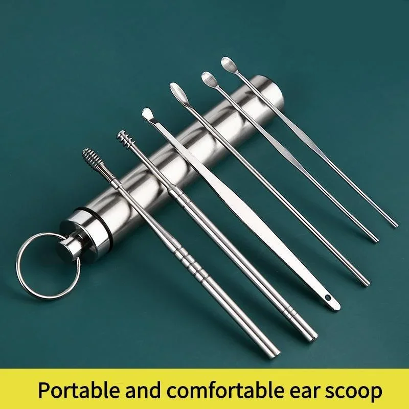 6/7/8Pcs Set Ear Wax Pickers Cleaning Stainless Steel Earpick Wax Remover Curette Ear Pick Cleaner Ears Cleaner Spoon Care Ears