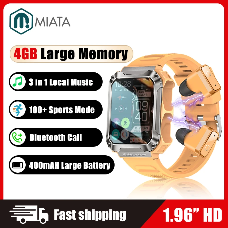 

3 in 1 TWS Earphones Sports Smart Watch Men T93 Bluetooth Headset Smartwatch 400mAH Extra Long Standby 3ATM Technology Clocks