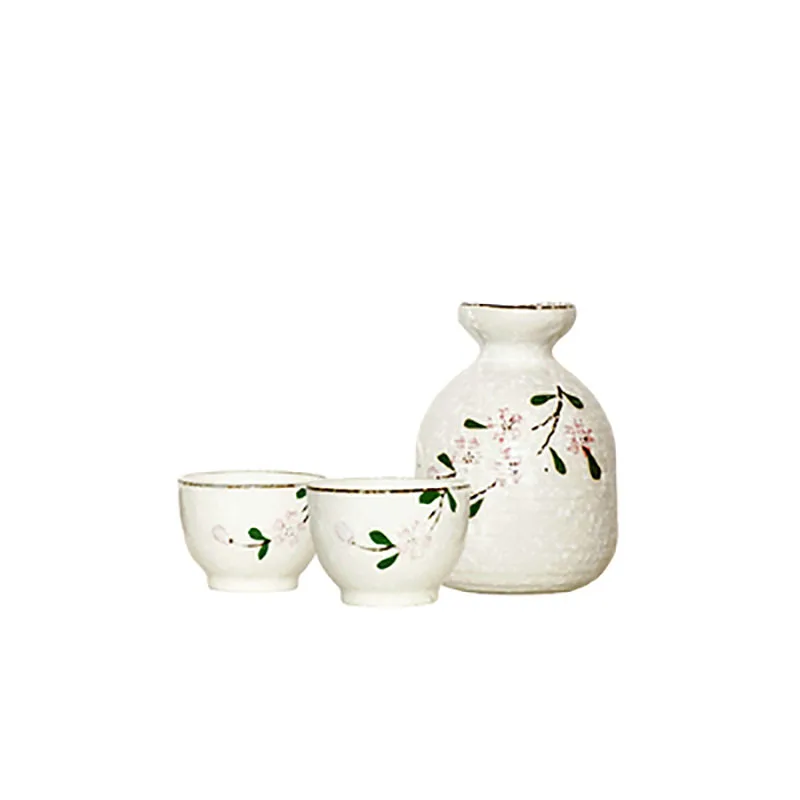 Japanese Style Sake Pot Cup Set, Vintage Cherry Blossom Hip Flasks, White Wine Spirits, Liquor Cup, Home Kitchen Flagon