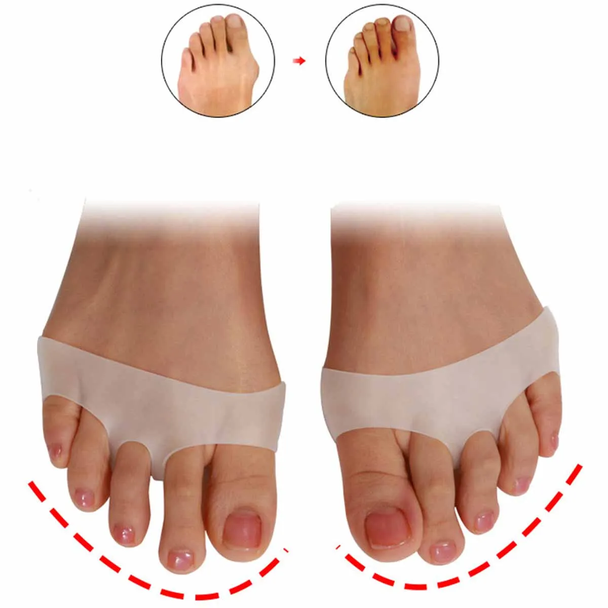 toe pads 1 Pair Soft Silicone Gel Shock Anti Forefoot Pad Toe Separator Metatarsal Correction Foot Care Shoes Cushion