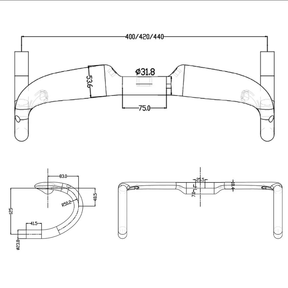 BALUGOE Full Internal Wiring Professional Competition Grade Competitive All Carbon Fiber Handle Road Bike Handle Black