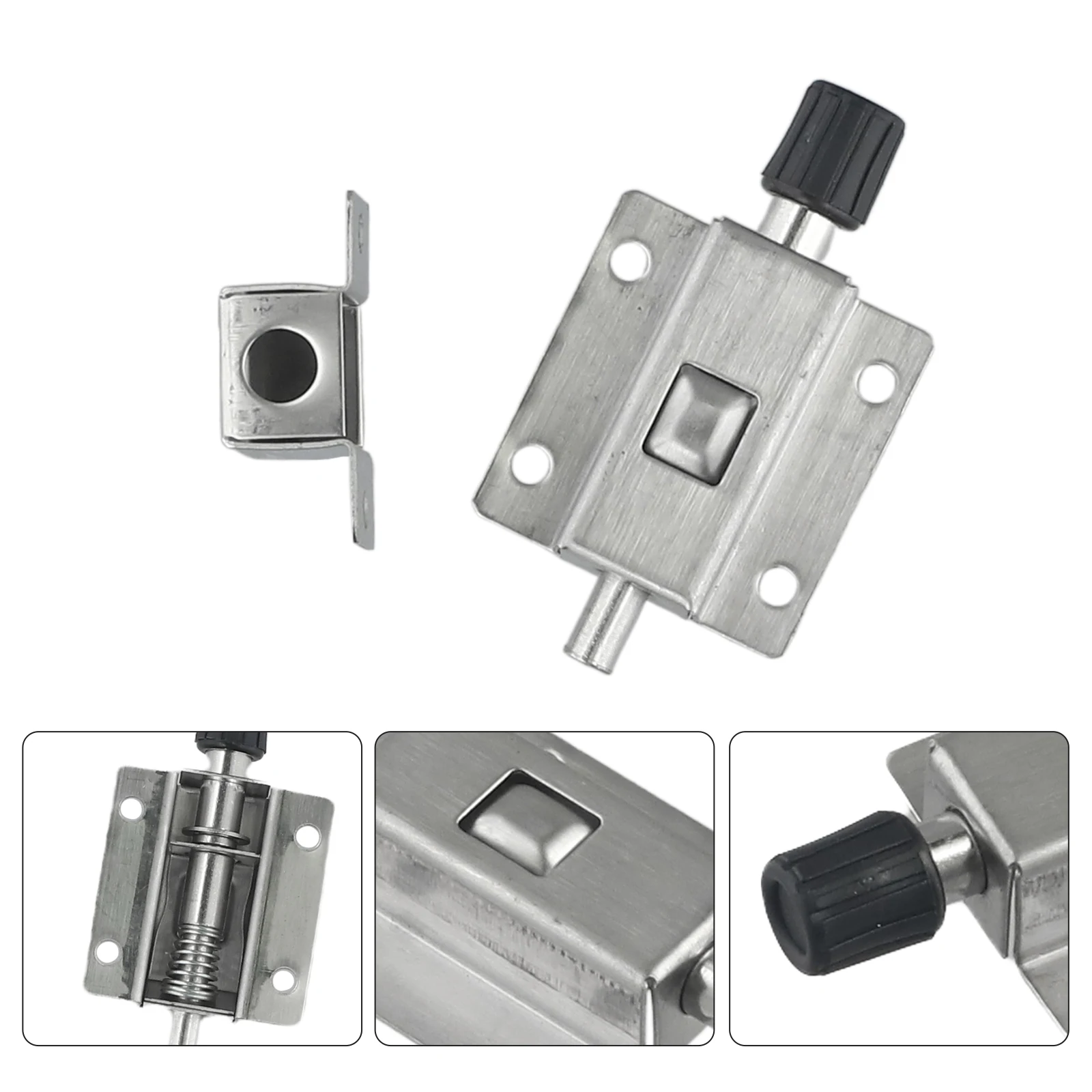 Description Picture 4 of item1 Pcs Stainless Steel Door Latch Sliding Lock Bolt Automatic Spring Latch With Screws Suitable For Room Doors Sashes