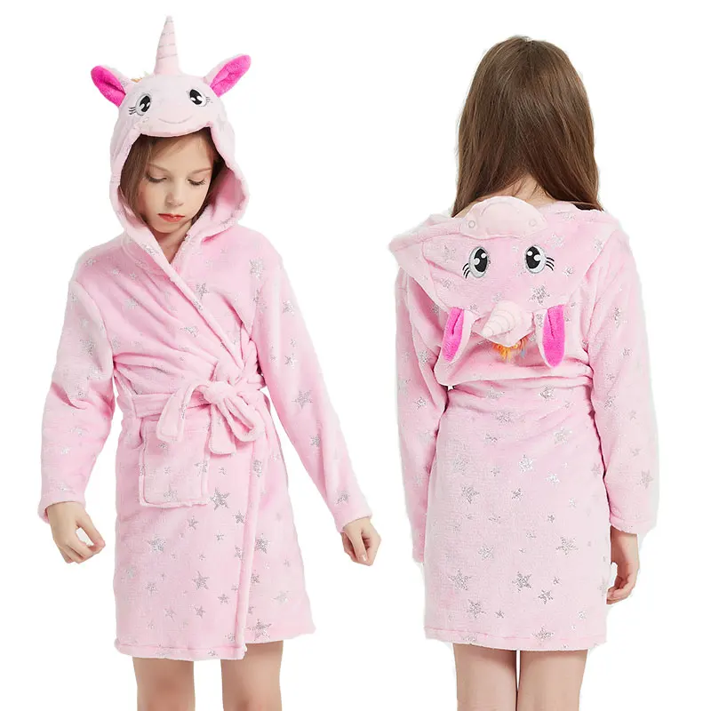 Pink Princess Bath Robe For Girls 3-12 Years Unicorn Kids Bath Towel Robe Kigurumi Winter Baby Girl Bathrobe child bathrobe,kids robe