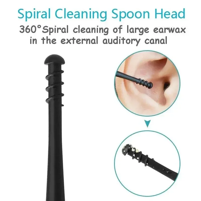 Double Silicone Soft Head Rotary Screw Earpick Ear Picking Tool Massage Ear Cleaner Earscoop Rod 2