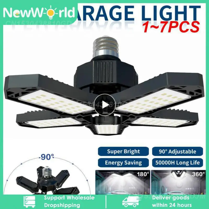 

1~7PCS Led Garage Light E27/E26 5000LM Adjustable Deformable Bulb Lamp Ceiling Light For Warehouse Workshop Lamp Industrial