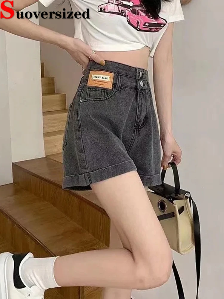 

Summer High Waist Denim Shorts Big Size 5xl Trend Vaqueros Baggy Fashion Cortos Pantalones Vintage Women's Short Wide Leg Jeans