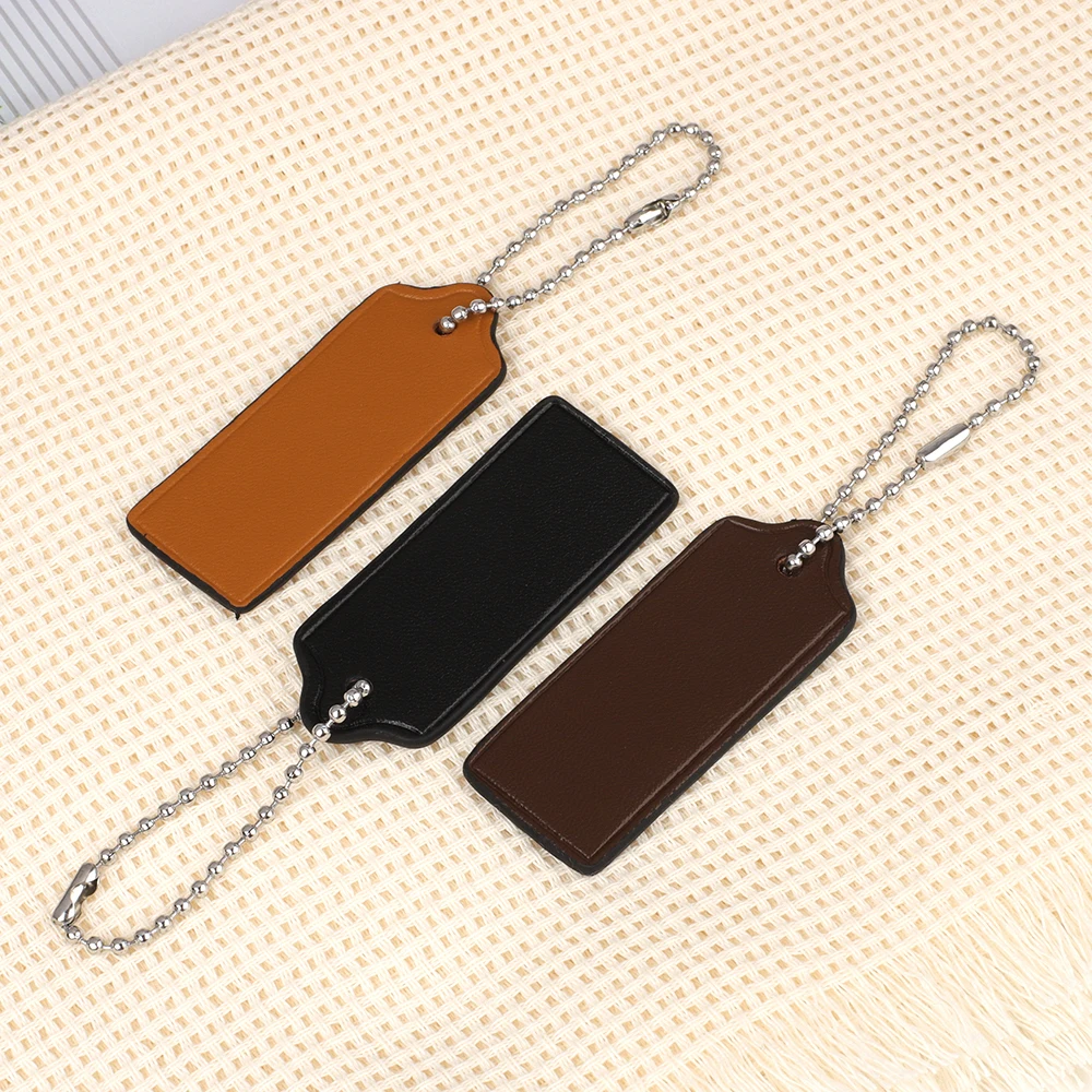 2Pcs Cowhide Luggage Tag Travel Suitcase Tags Bags Accessories Leather Bag Charm Chain Keychain Pendant for Handbag Purse