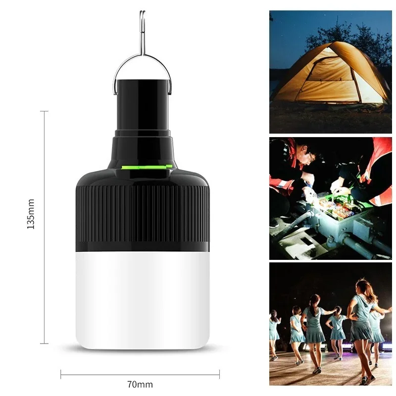 Portable Tent Lamp USB Rechargeable LED Camping Lantern Hanging Bulb Emergency Lights Outdoor Garden BBQ Party Light Lanterns