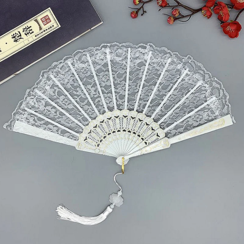 Vintage Style Lace Folding Fan Chinese Japanese Pattern Art Craft Gift Decor