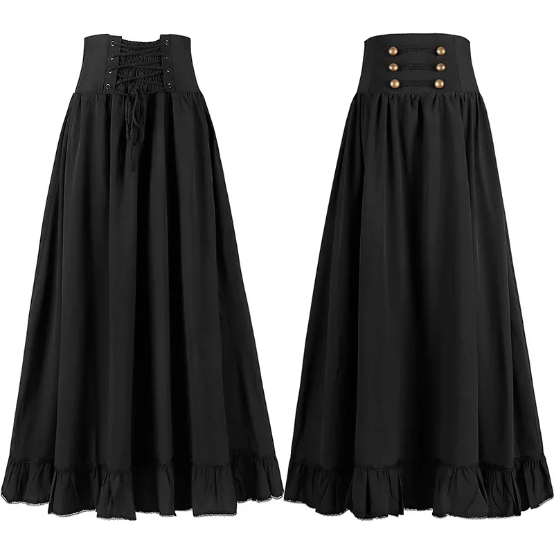 

Halloween Cosplay Medieval Retro Gothic Renaissance Women's A-line Lotus Leaf Skirt