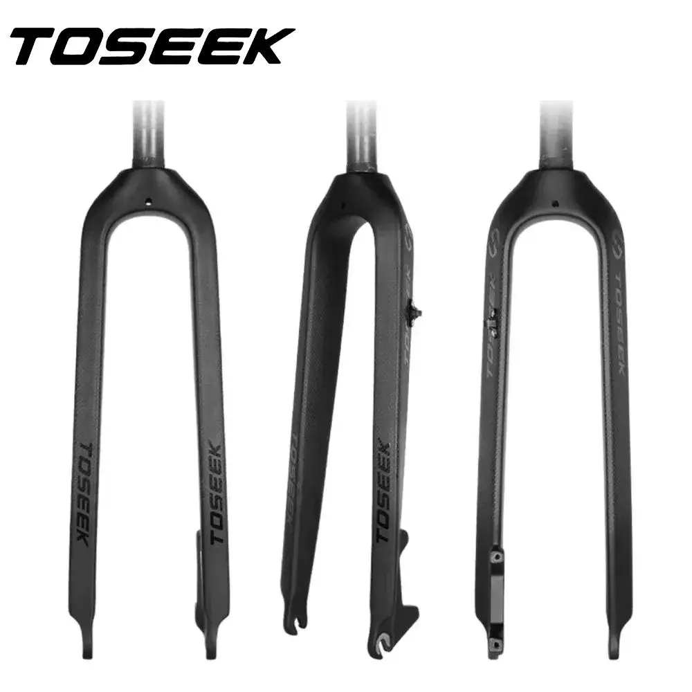 

TOSEEK Matte 3K Carbon Fiber Mountain Bike Fork 1-1/8" Rigid Disc Brake MTB Bicycle Forks 26/27.5/29er Straight Tube 28.6mm