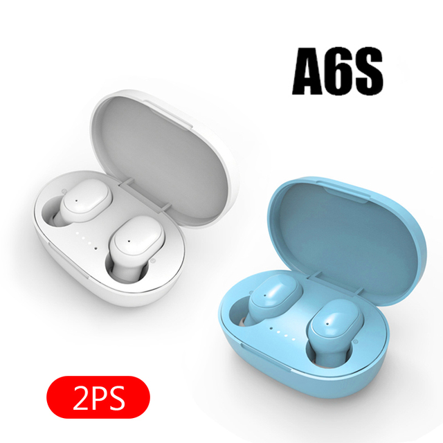 A6S Smart Digital Display Bluetooth Headset Wireless Mini HIFI Headset Stereo in-Ear Sports Earphone with Mic & Charging Box